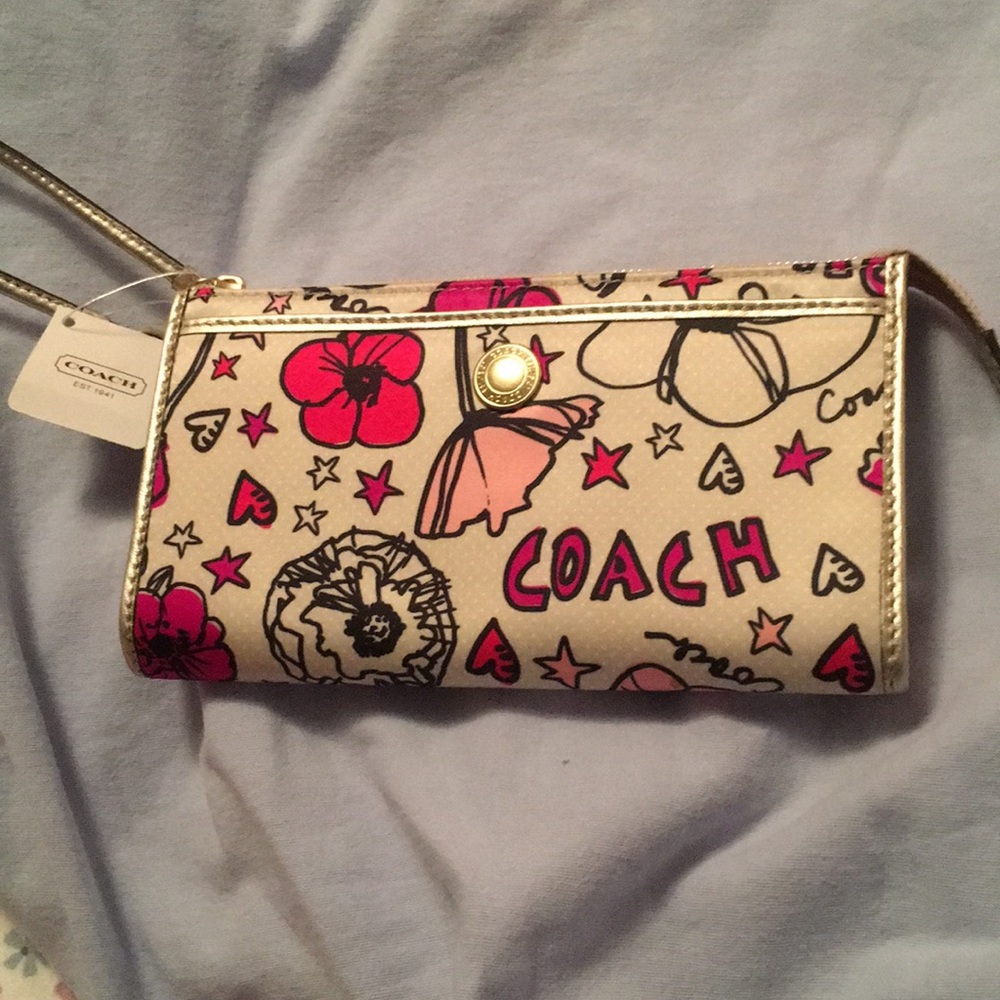 Coach Kyra Poppy zip wallet - NWT and box